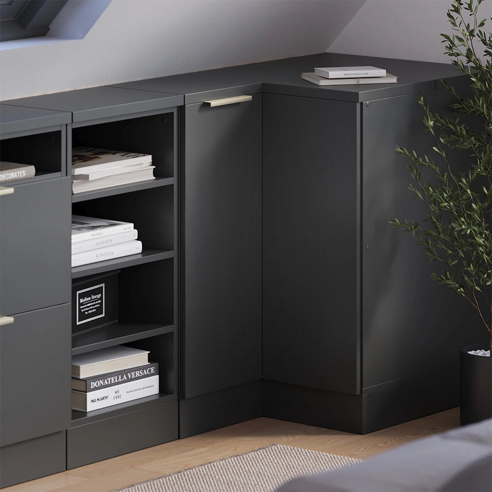 Mobile cucina angolare per sottotetto R-Line Antracite-oro/Antracite 75.6 cm con 1 porta, carcassa dell’armadio profondità 60 cm Vicco