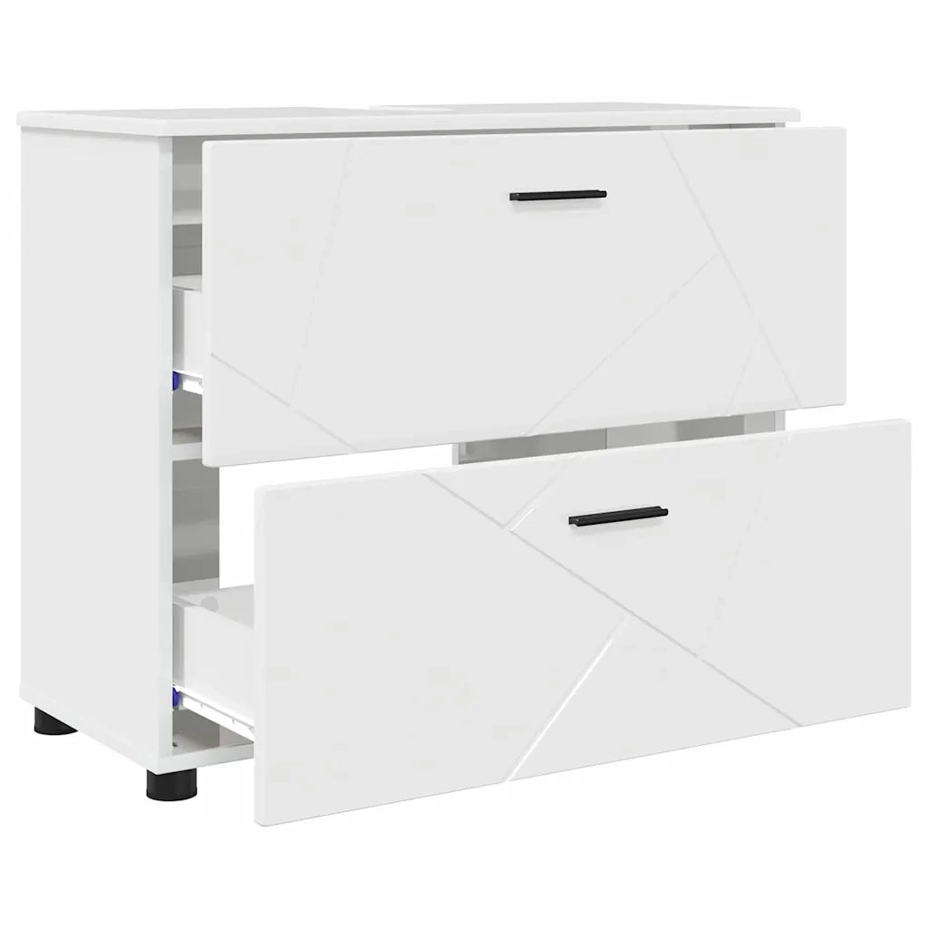 vidaXL Set di mobili per il bagno con cassetto 3 pcs Bianco lucido