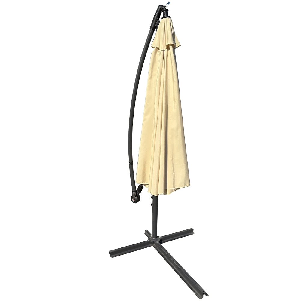 Ombrellone Giardino Decentrato 3x3 Beige Telo con pendente Palo Alluminio Gazebo