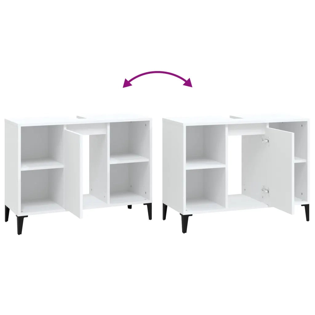 Mobile Lavabo | Armadio Lavabo Bianco 80x33x60 cm in Legno Multistrato