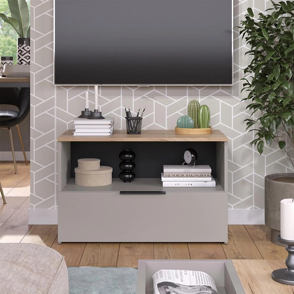 Credenza Wido, Grigio, 80 x 50 cm con 1 scomparto chiuso, adatto per la conservazione di oggetti domestici