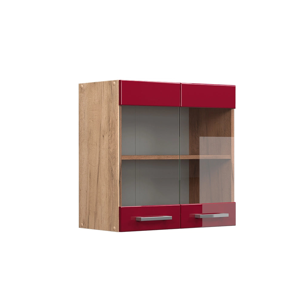 Vicco Mobile da cucina in vetro Rosso lucido 60 cm