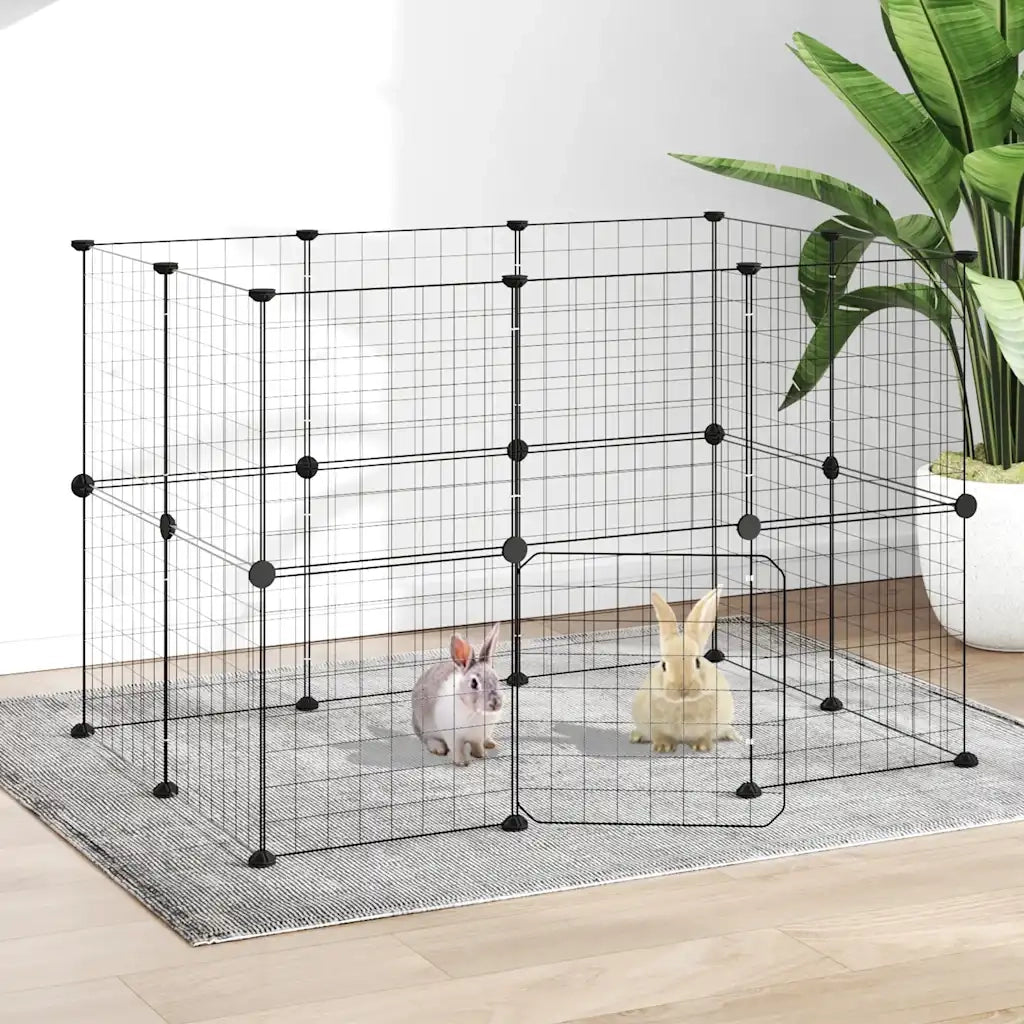 Gabbia per Animali 20 Pannelli con Porta Nera 35x35 cm Acciaio 3114037