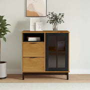 Credenza con Anta-Buffet-Armadio da cucina in Vetro FLAM 80x40x80 cm Massello di Pino