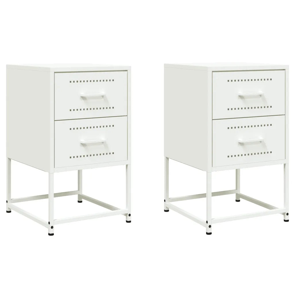 Comodini 2 pz-Set di 2 Tavolino da notte Bianchi 36x39x60,5 cm in Acciaio 245189