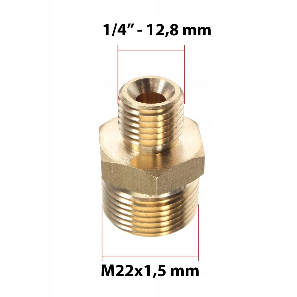 Adattatore Ottone Filettato M22x1,5 – 1/4" | Compatibile con Idropulitrici Kärcher HD HDS, Nilfisk, Kranzle