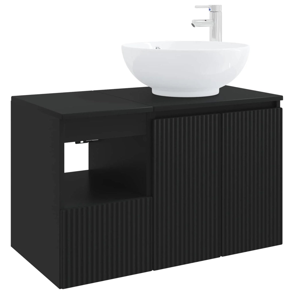 Set di mobili per il bagno 2 pz Nero Legno ingegnerizzato 3404085