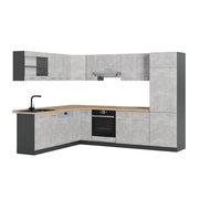 Cucina angolare completa R-Line Calcestruzzo/Antracite 287 x 227 cm, PL Rovere Vicco