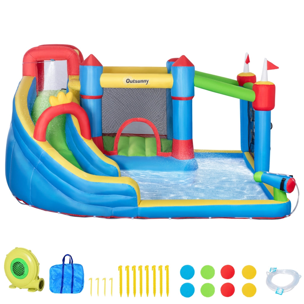 Casetta gonfiabile con scivolo, trampolino e piscina ¨C zephmum ¨C 390x300x197 cm, multicolore