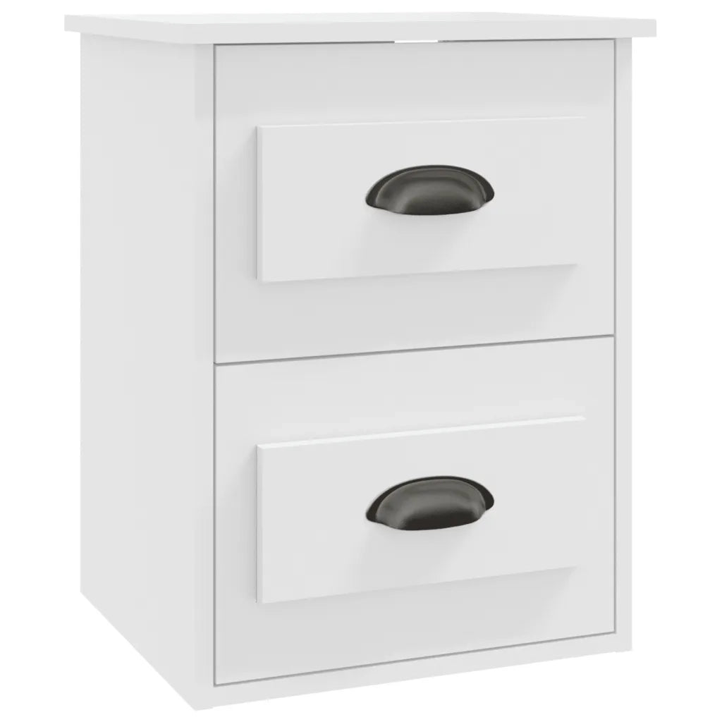Set di 2 Comodini | Armadio da Notte | Mobiletto da notte a Parete Bianchi 41,5x36x53 cm