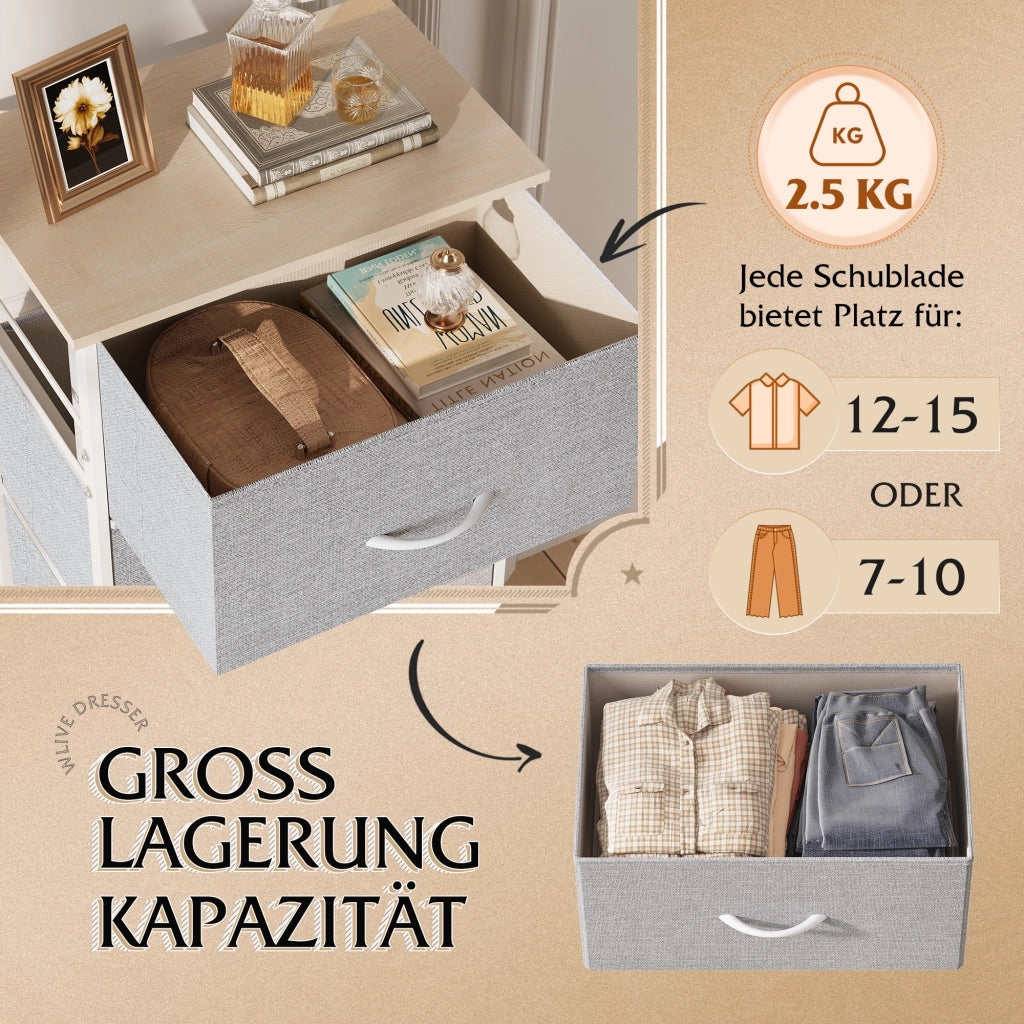 Cassettiera con 4 cassetti in tessuto ¨C zephmum ¨C grigio chiaro 60x40x