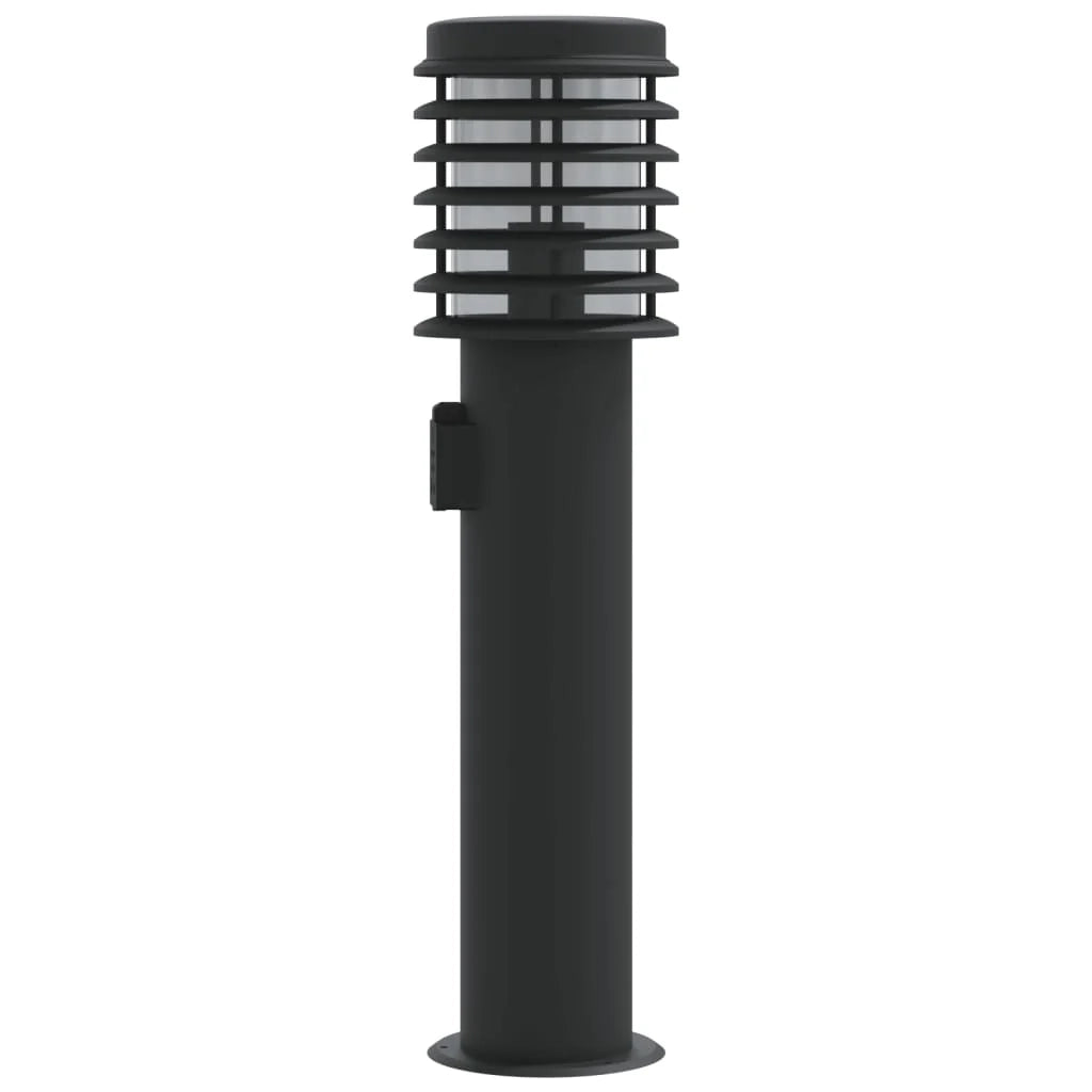 Lampada da terra per esterno con presa 60 cm acciaio inox nero 02_0042530