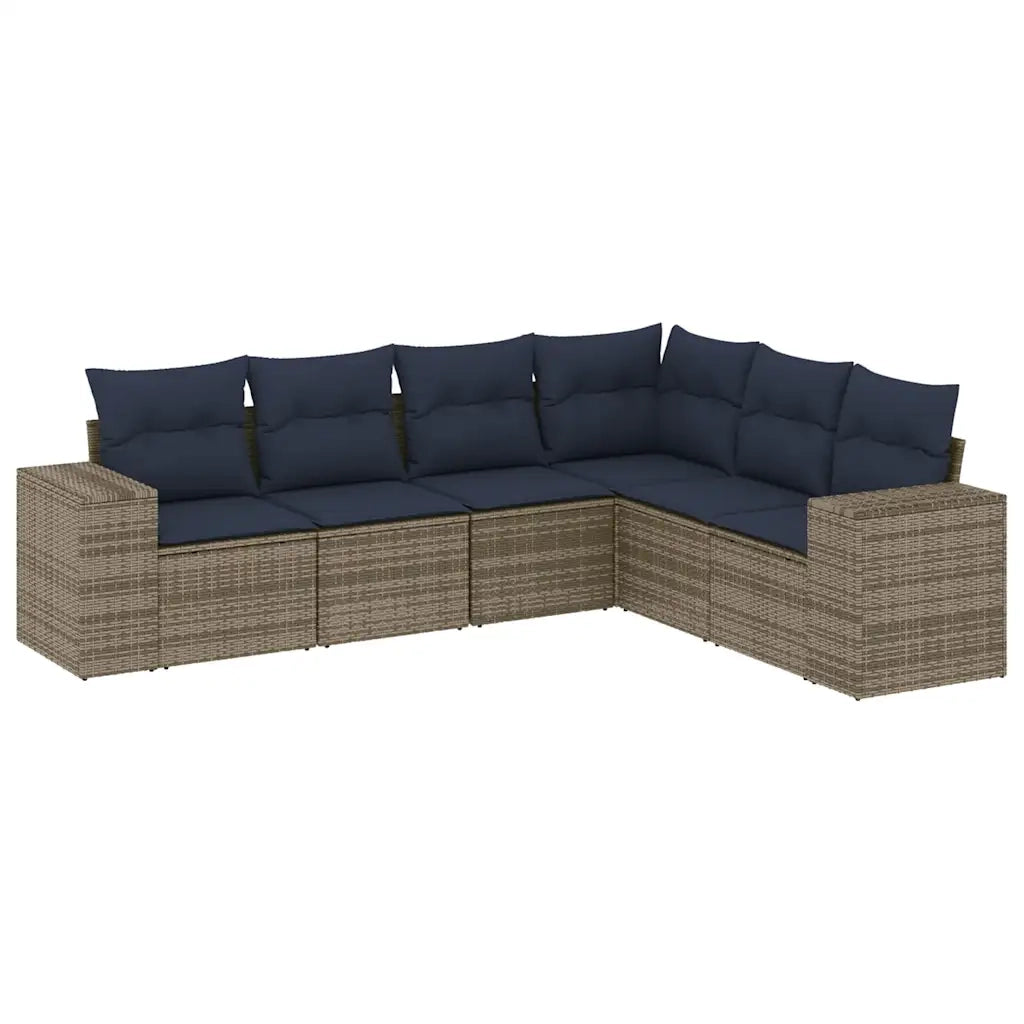 Set Divani da Giardino 6 pz con Cuscini Grigio in Polyrattan 3222610