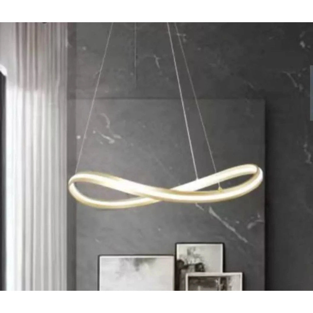 Trade Shop - Lampadario Led Moderno A Fiocco 100w Lampada A Sospensione Luce 4000k 70cm Oro 33412 -