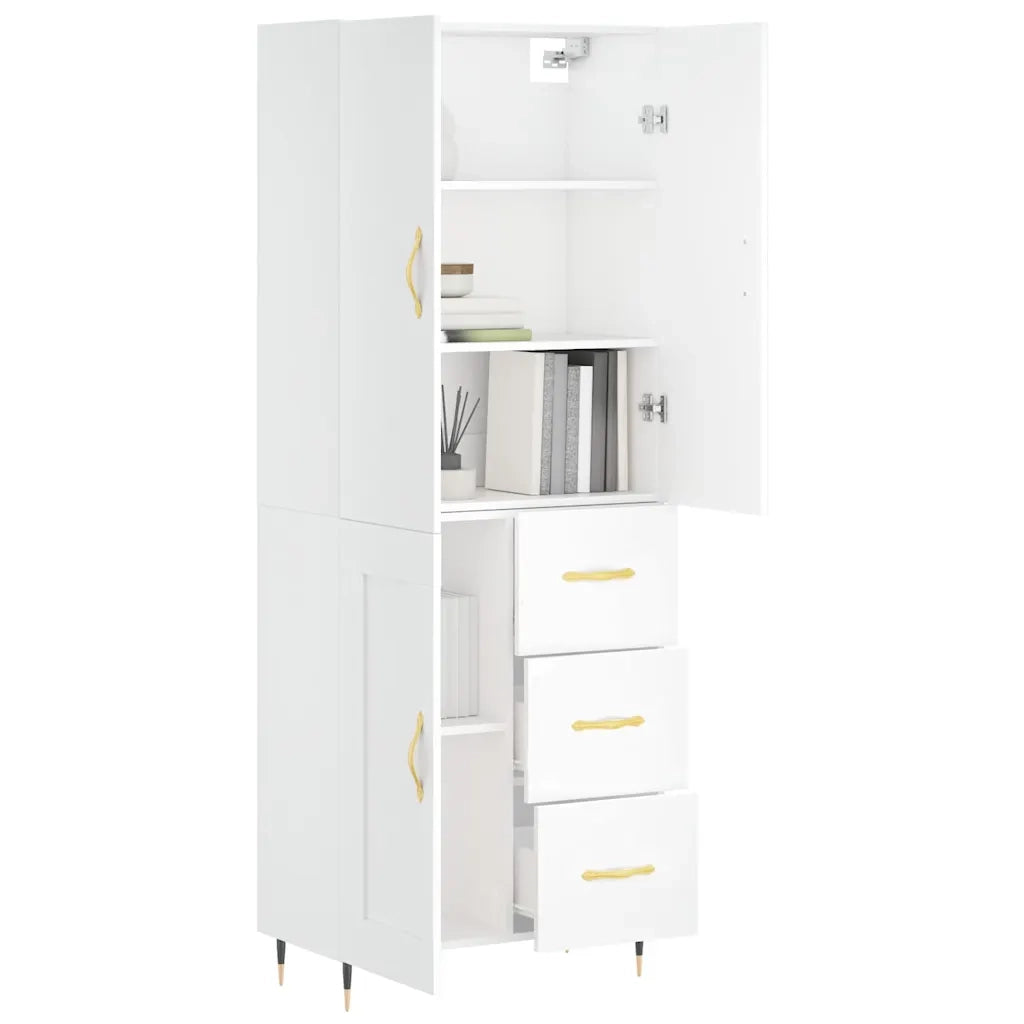 Credenza | Madia | Buffet da pranzo | Armadio da pranzo Bianca 69,5x34x180 cm in Legno Multistrato