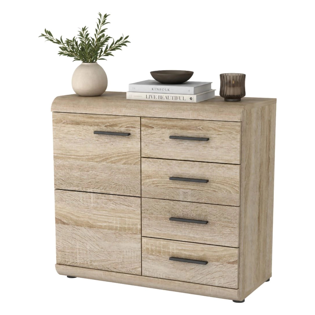 Madia Hamo, Credenza 4 Cassetti, 80x42x87h cm Marrone Rovere