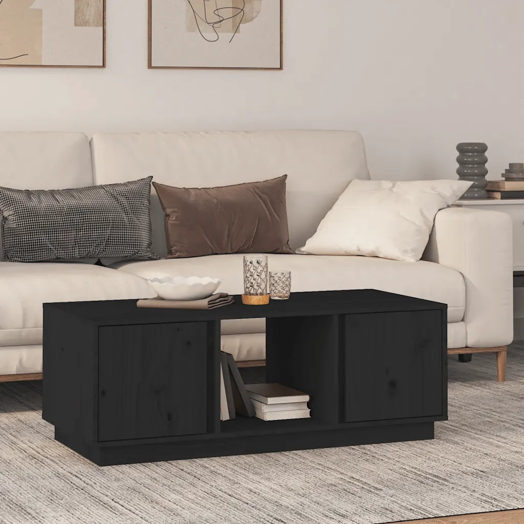 Tavolino da salotto | Tavolino da caff¨¨ | Tavolino da Soggiorno Nero 110x50x40 cm Legno Massello di Pino