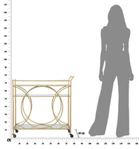 Carrello Infinity 80x40x80 cm in Ferro MDF e Specchio Oro