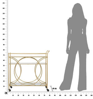 Carrello Infinity 80x40x80 cm in Ferro MDF e Specchio Oro
