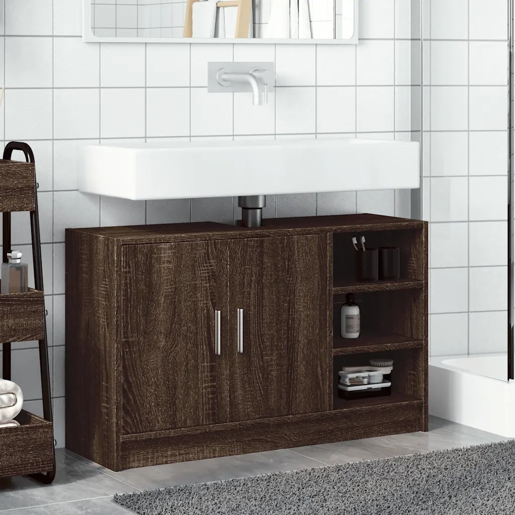 vidaXL Mobile Lavabo Rovere Marrone 90x29x55 cm in Truciolare