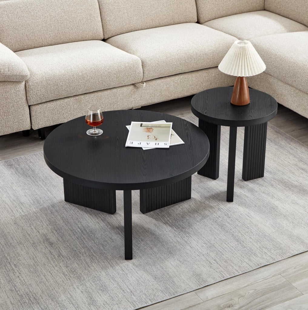 Tavolino da caffè rotondo nero in MDF