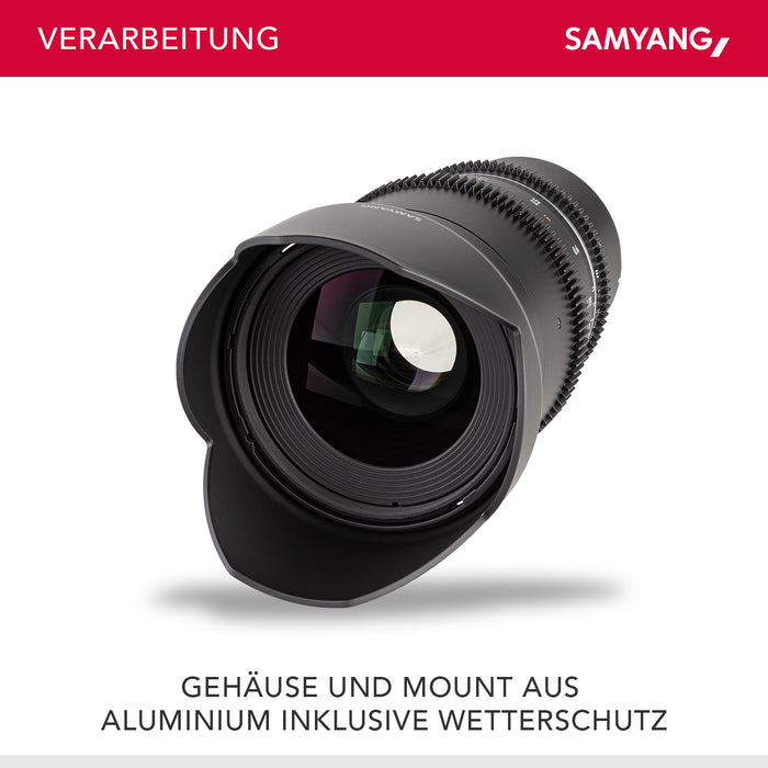 Obiettivo grandangolare per video MF 35mm T1,5 VDSLR MK2 – luminoso T1,5 per Sony E Mount, Follow Focus, full-frame e APS-C, risoluzione 8K
