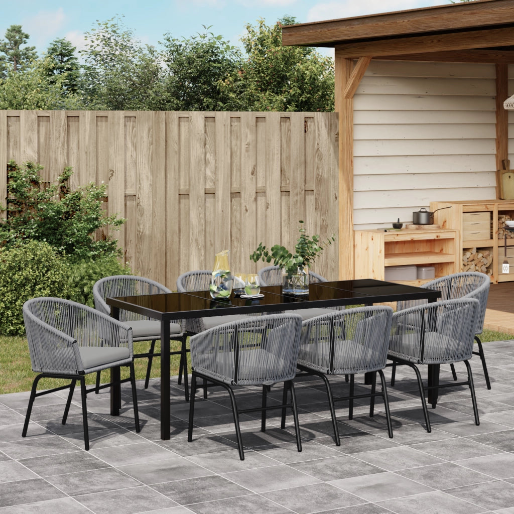 Set di 9 pezzi da pranzo da giardino grigio in polyrattan