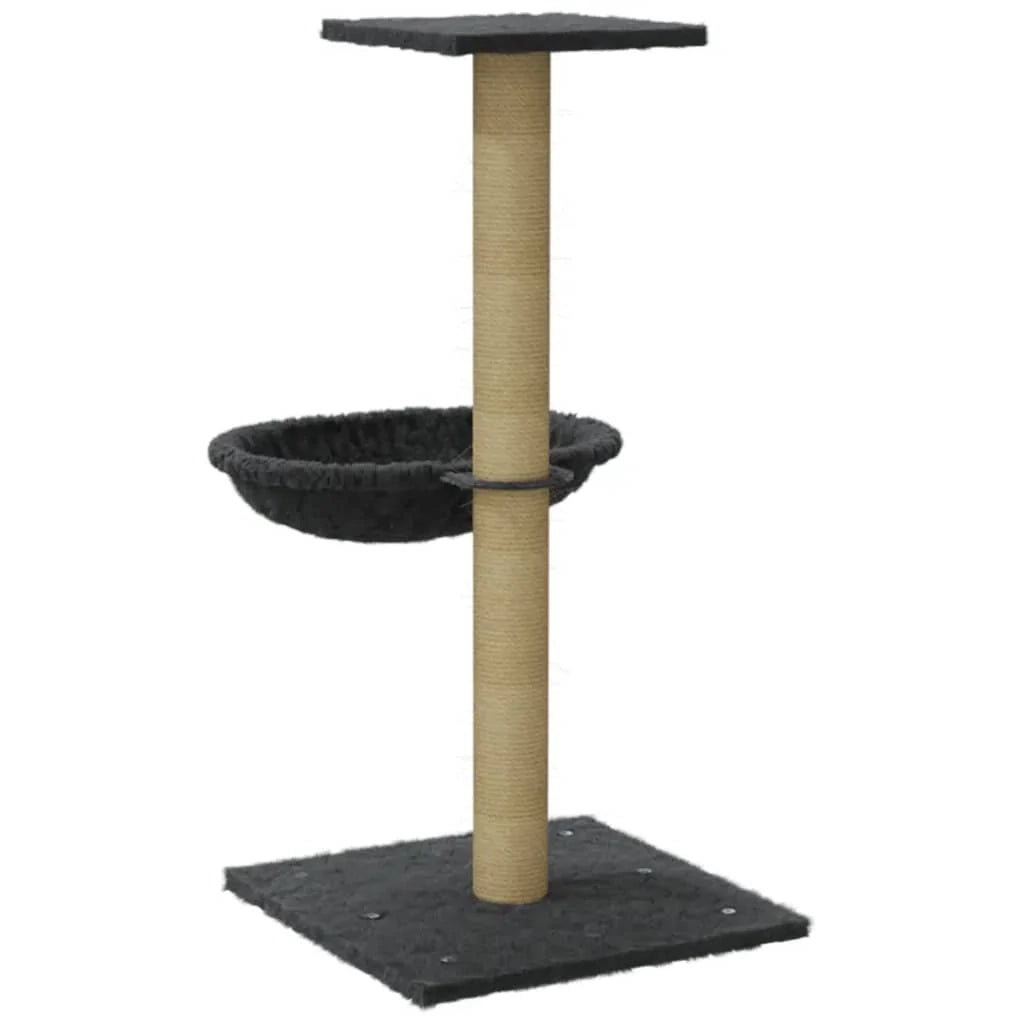 Tiragraffi per gatti Mobili per arrampicata su torre Tiragraffi piattaforma da arrampicata con tiragraffi in sisal scuro 74 cm grigio 02_0022444