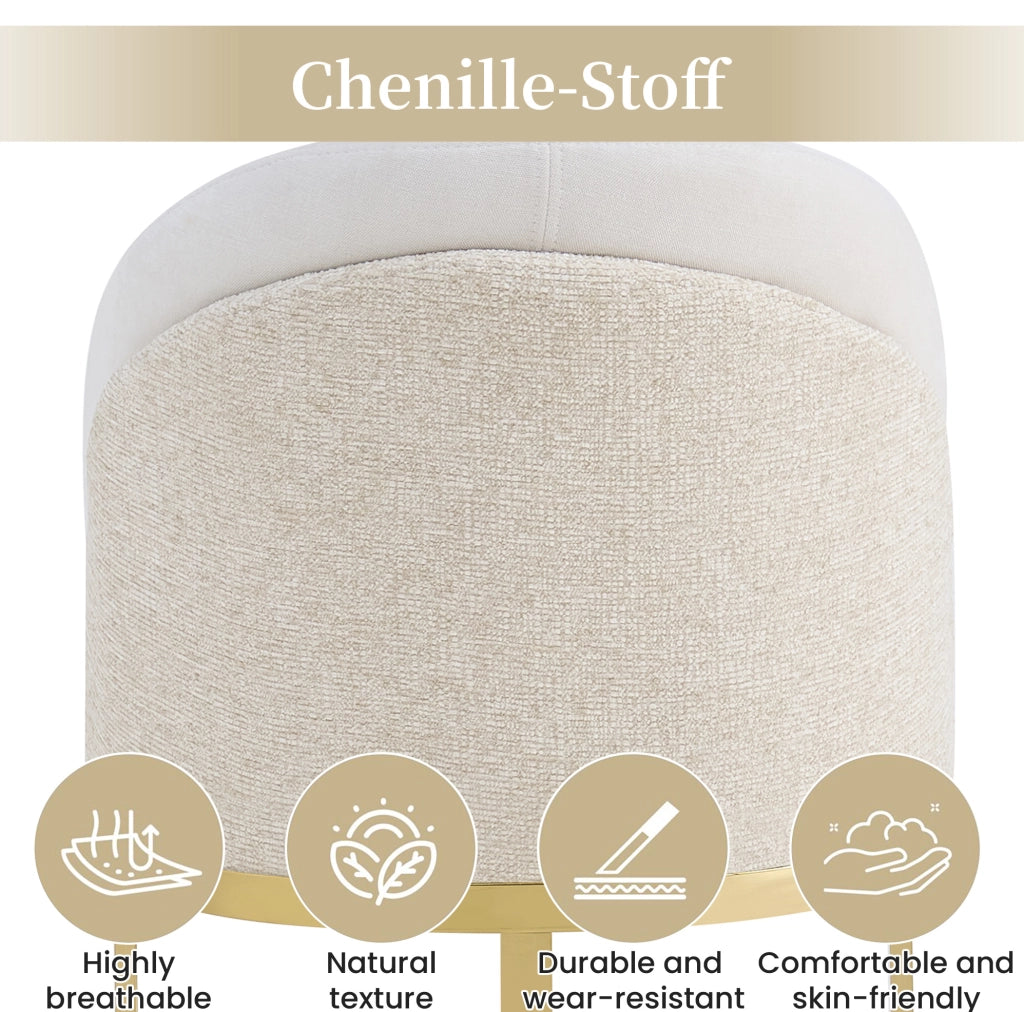 Set di 2 sedie da pranzo con doppio schienale 66;5 x 56;49 x 54;99 cm in chenille beige e oro