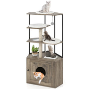 Albero per gatti con lettiera nascosta mobile moderno per gatti con 2 tiragraffi, Albero torretta interna in legno per gattini-Alberi Tiragraffi