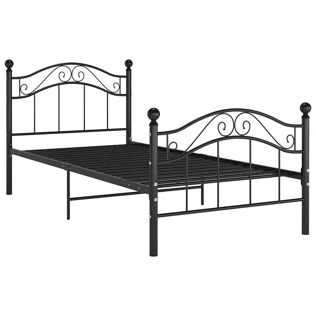 Giroletto-Struttura Letto Nero in Metallo 90x200 cm 898457