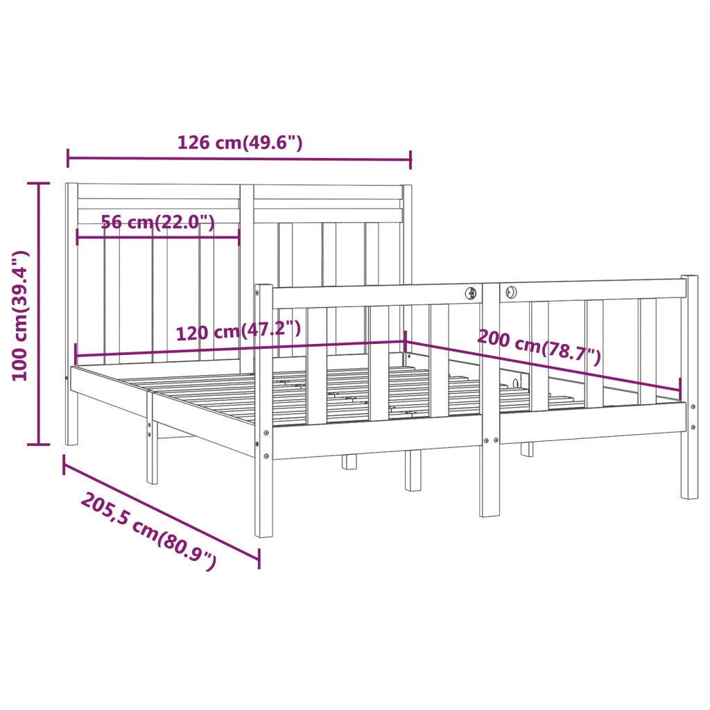 Giroletto-Struttura Letto in Legno Massello di Pino 120x200 cm 277337