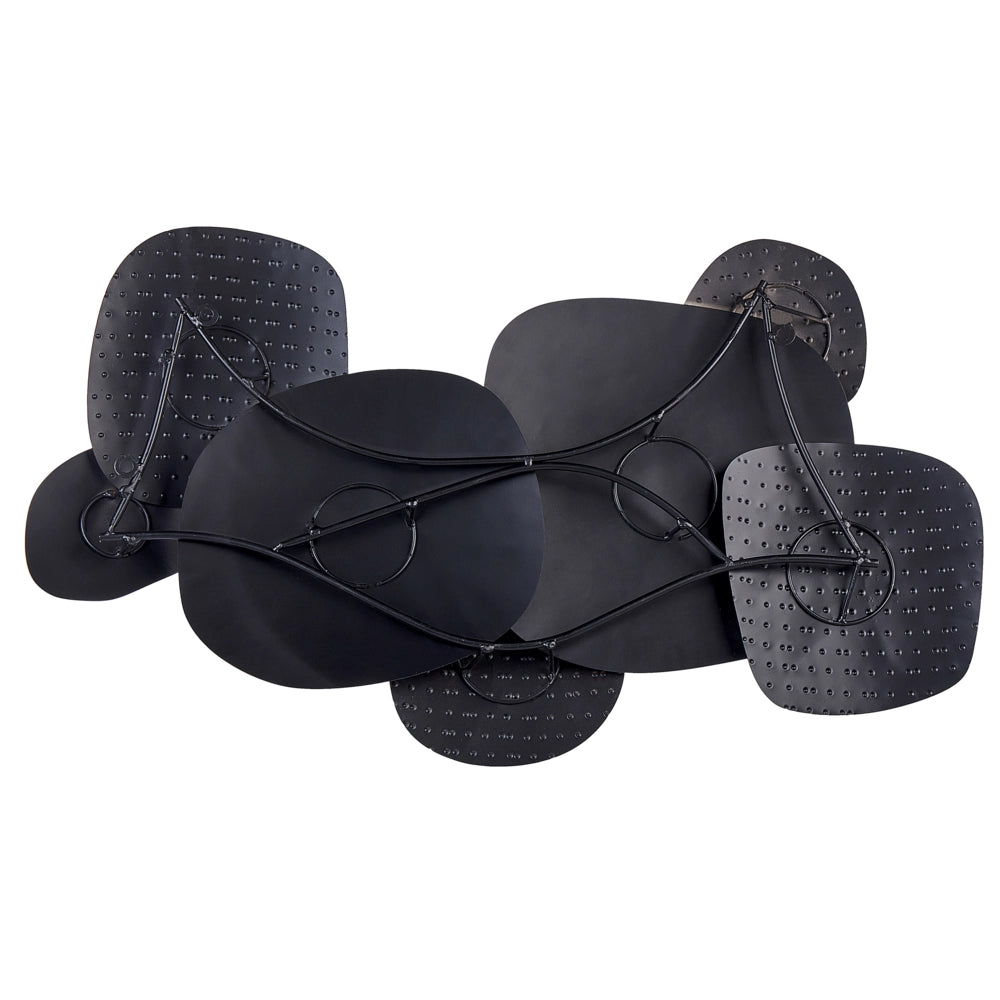 Decorazione da parete in metallo nero dorato 80 x 48 cm motivo astratto soggiorno camera da letto