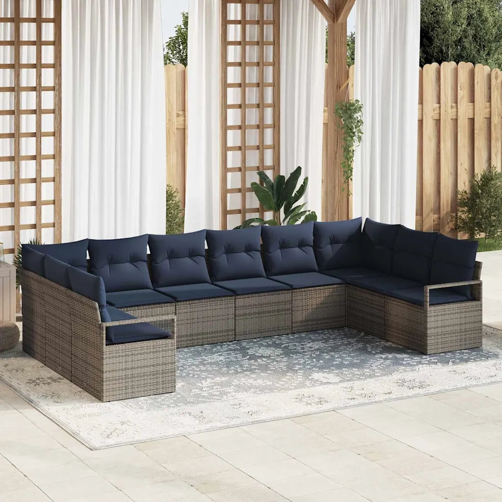Set di divani con cuscino 10 pcs Grigio polyrattan 3346565