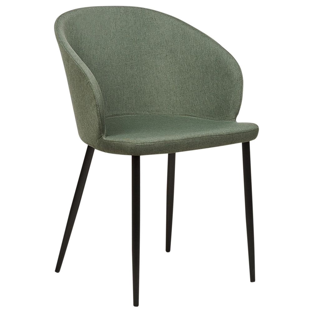 Set di 2 sedie da pranzo in tessuto verde scuro imbottito con gambe nere Stile retrò Mobili per il soggiorno