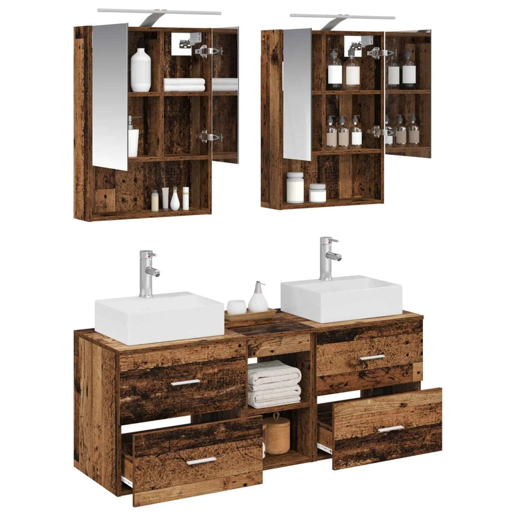 Set di mobili per il bagno 5 pcs Legno antico 3406805