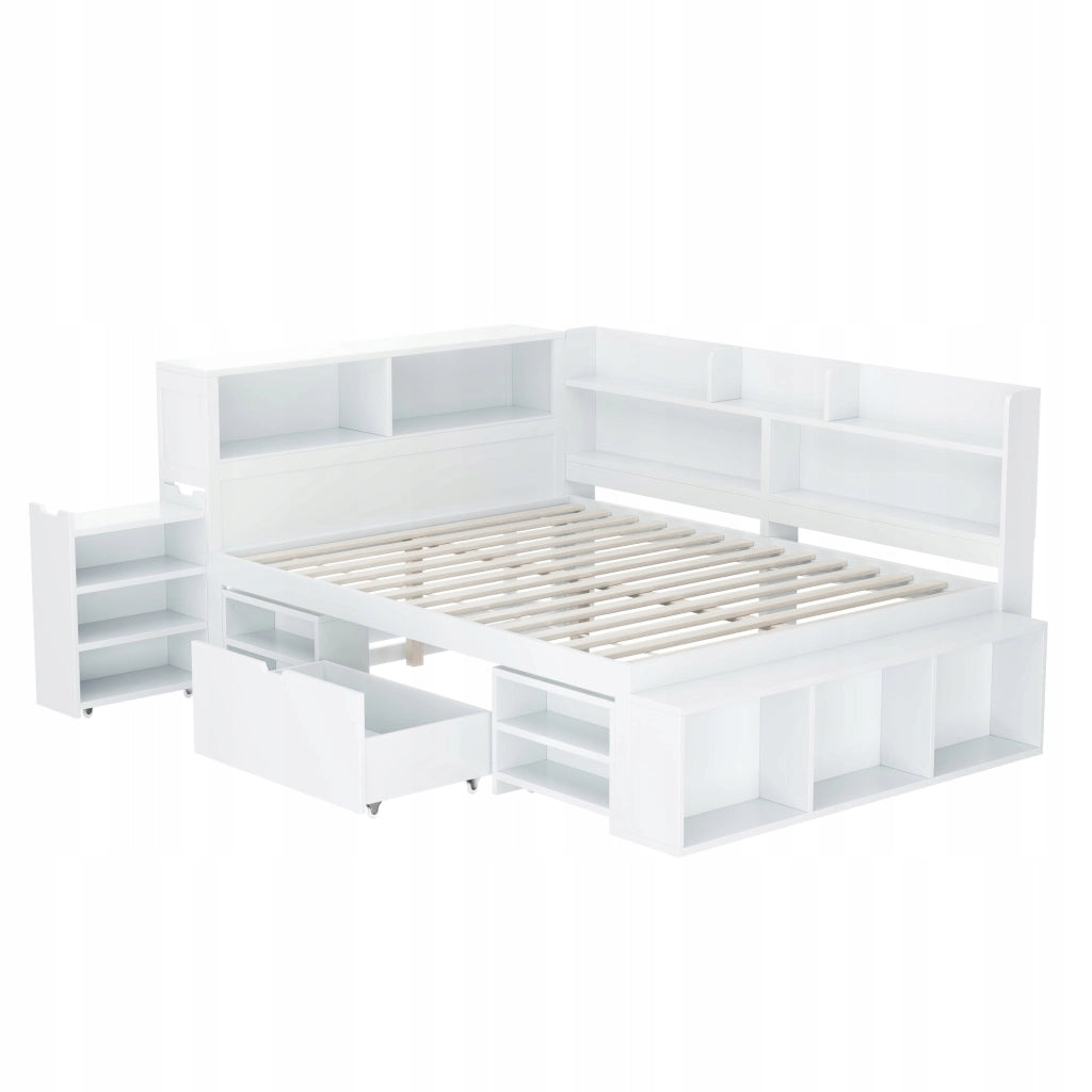 Letto per bambini con cassetti e scaffale - Xylo - 140x200cm, Bianco