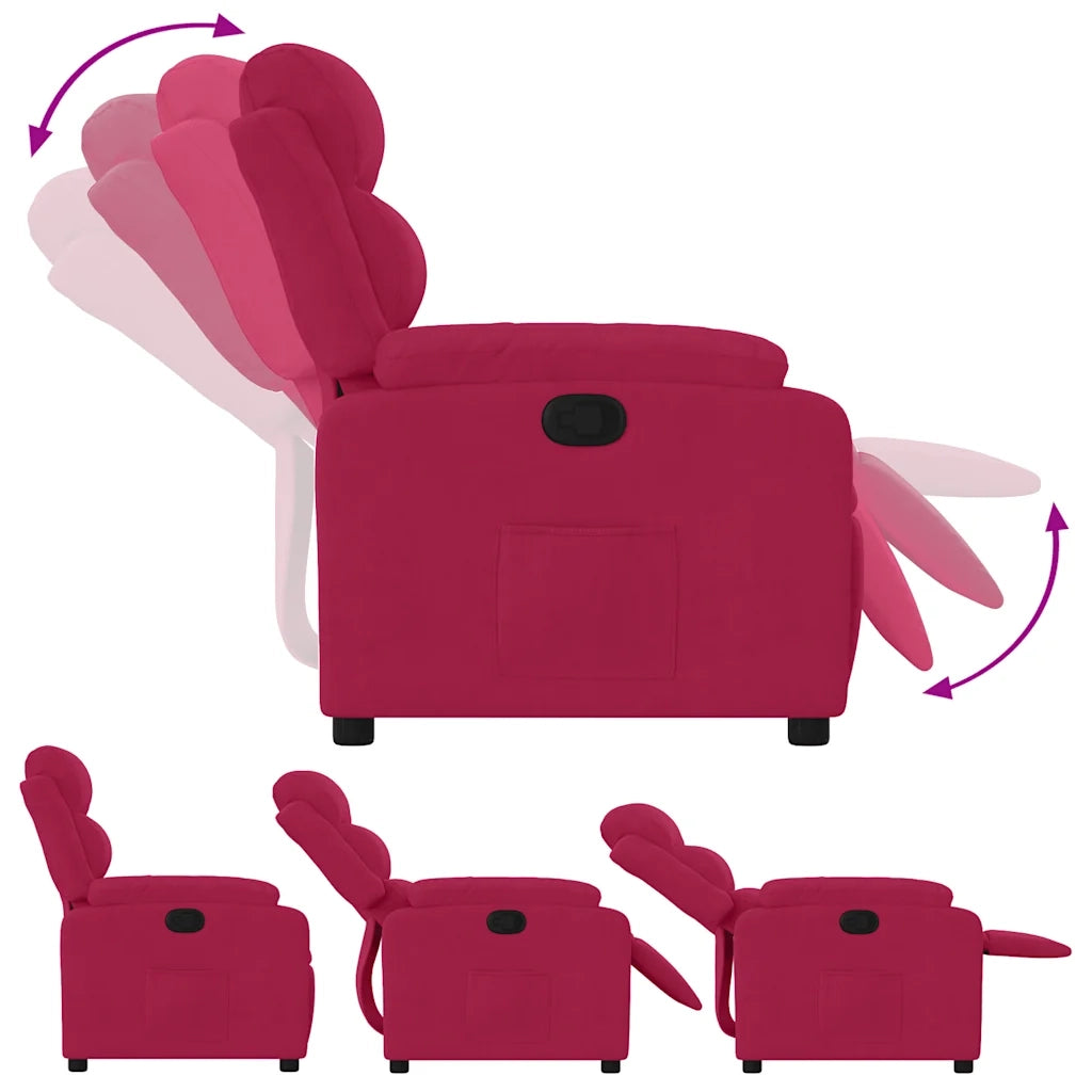 Poltrona Reclinabile Rosso Vino in Velluto 373505