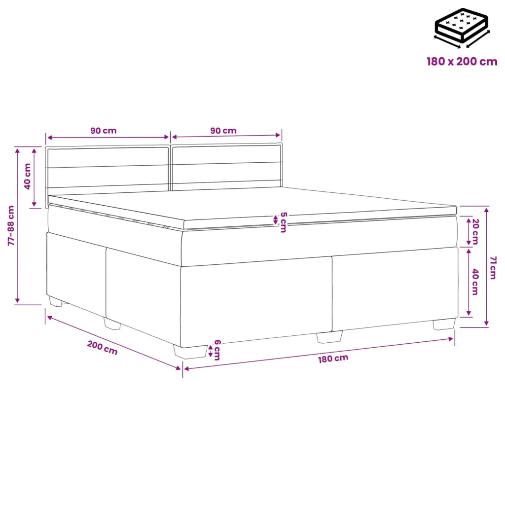 Letto box spring con materasso Grigio Chiaro 180 x 200 cm 3450530