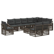 Set Divano da Giardino 11 pcs Grigio polyrattan