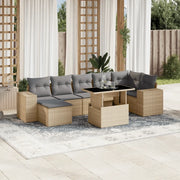 Set Divano da Giardino 8 pz con Cuscini Beige in Polyrattan 3269319