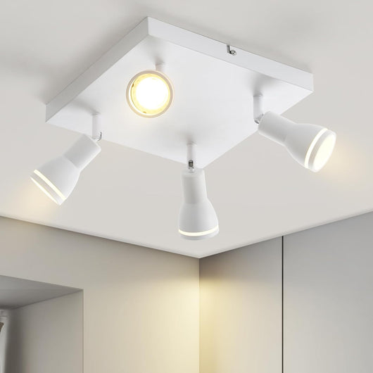 ZMH Faretto da soffitto LED bianchi 4 luci GU10 orientabili quadrati anche parete senza lampadina