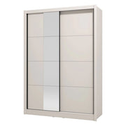 Armadio Camera da Letto Carisolo, Guardaroba Grande Appendiabiti, 155x215.5h cm Bianco Crema