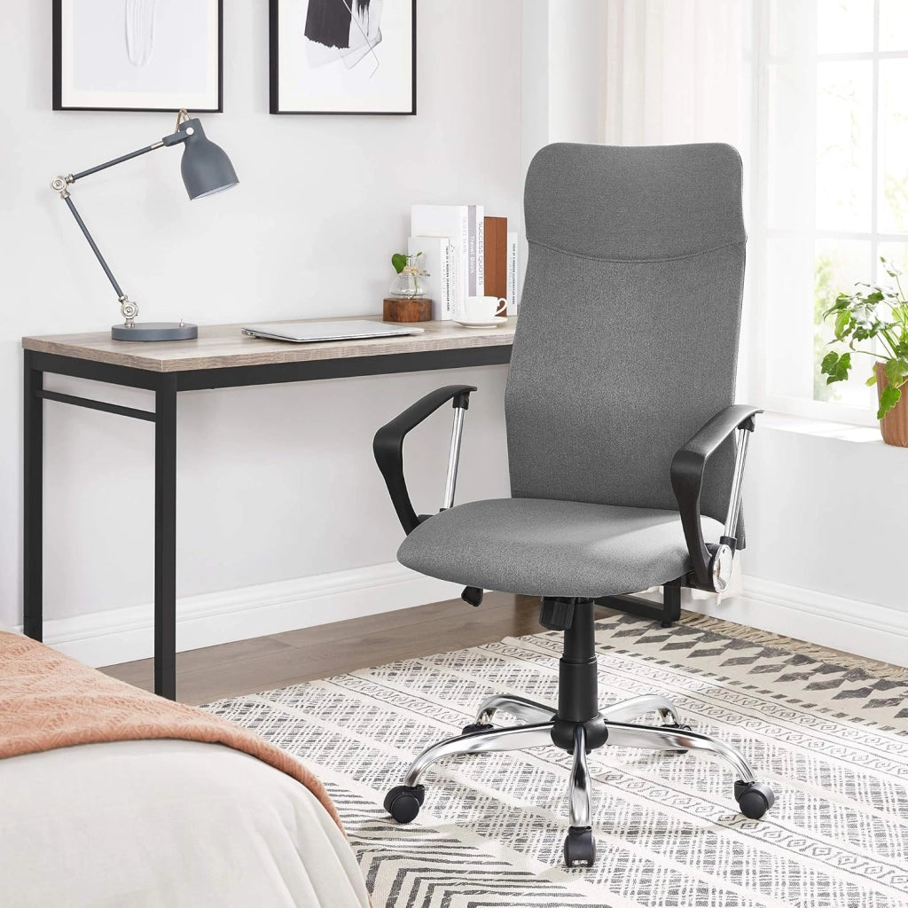 SONGMICS Set di 2 sedie da ufficio, sedia da ufficio ergonomica, sedia girevole, sedia per sala conferenze, rivestimento in tessuto, altezza e inclinazione regolabili, capacità di carico fino a 120