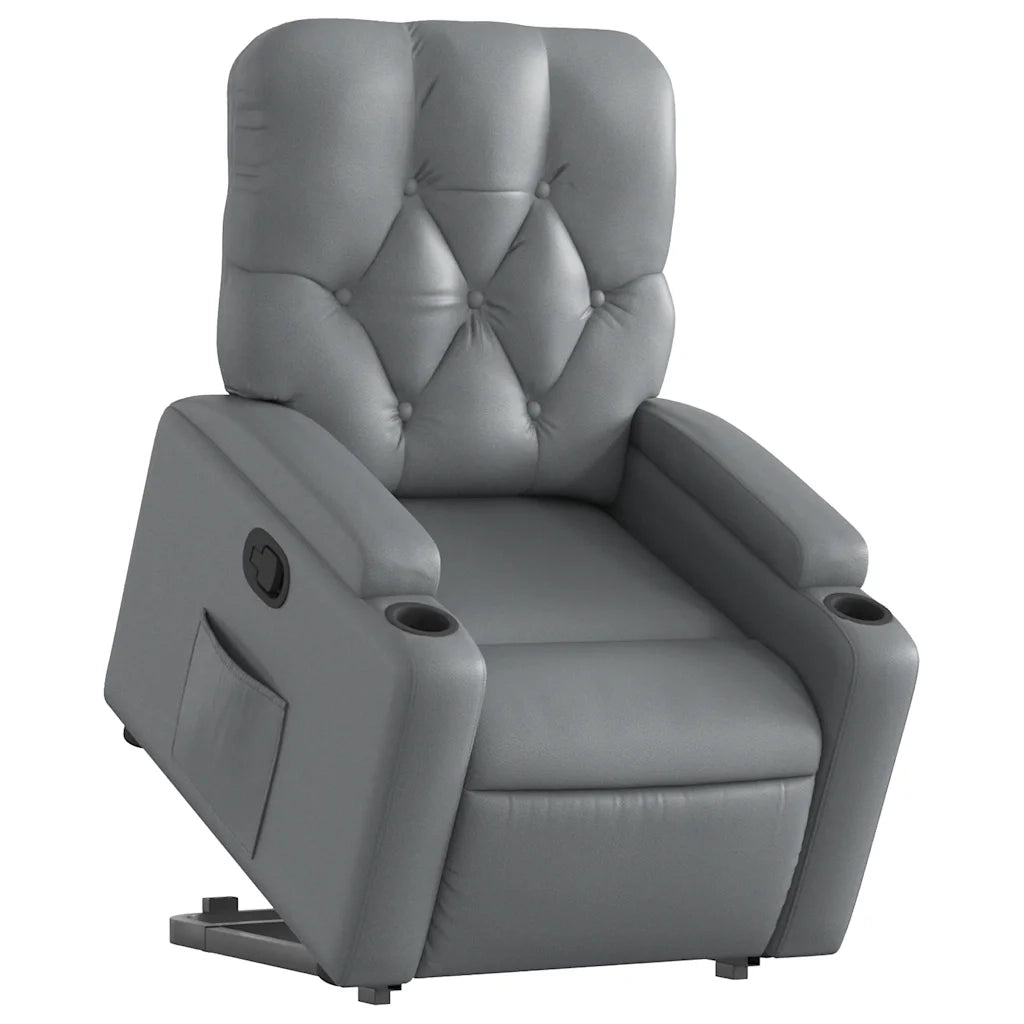 Poltrona | Sedia Relax Alzapersona Reclinabile Grigio in Similpelle