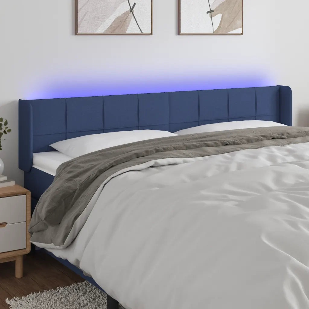 Testiera | Testata a LED Blu 183x16x78/88 cm in Tessuto