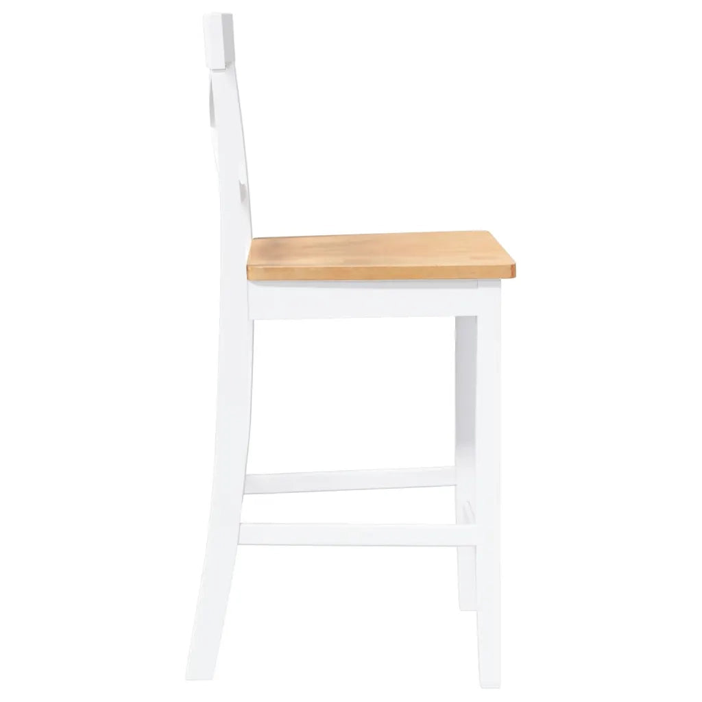 Sgabelli da Bar 2 pz Bianchi in Legno Massello di Hevea 4102552