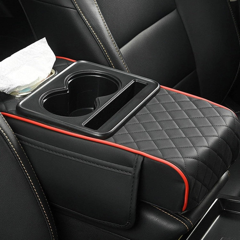 Trade Shop - Cuscino Auto Antiscivolo Imbottitura Impermeabile Copri Bracciolo Con Tasca Portaoggetti -