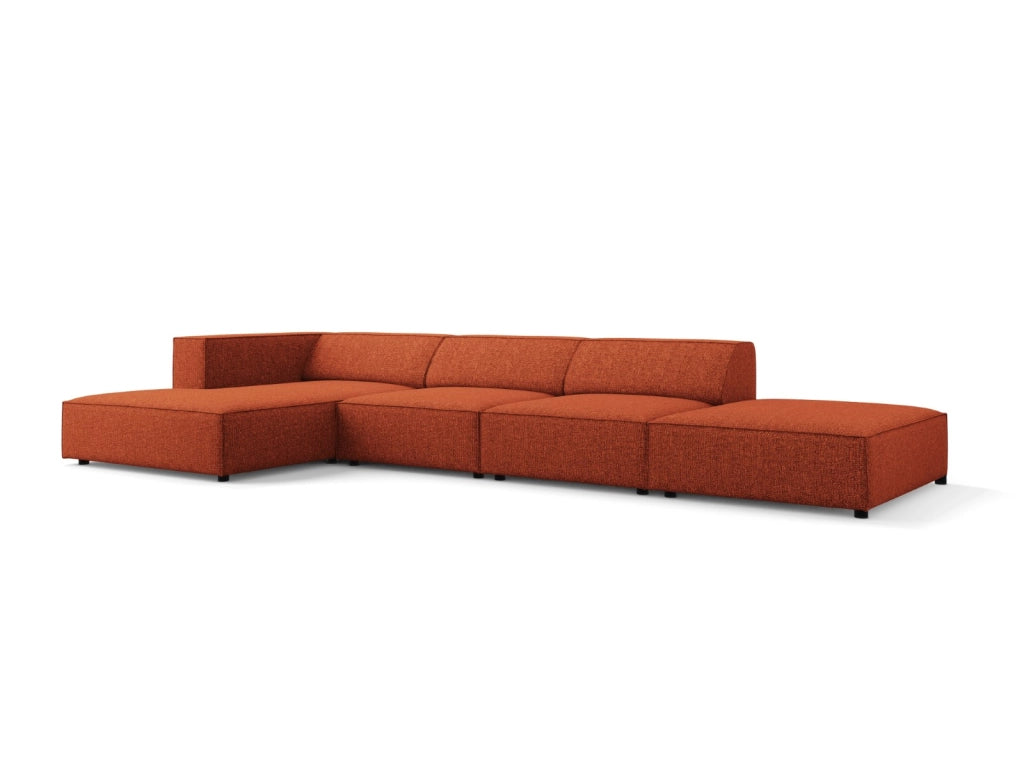 Cosmopolitan Design - Divano angolare sinistro "Arendal" 5 posti in ciniglia terracotta 