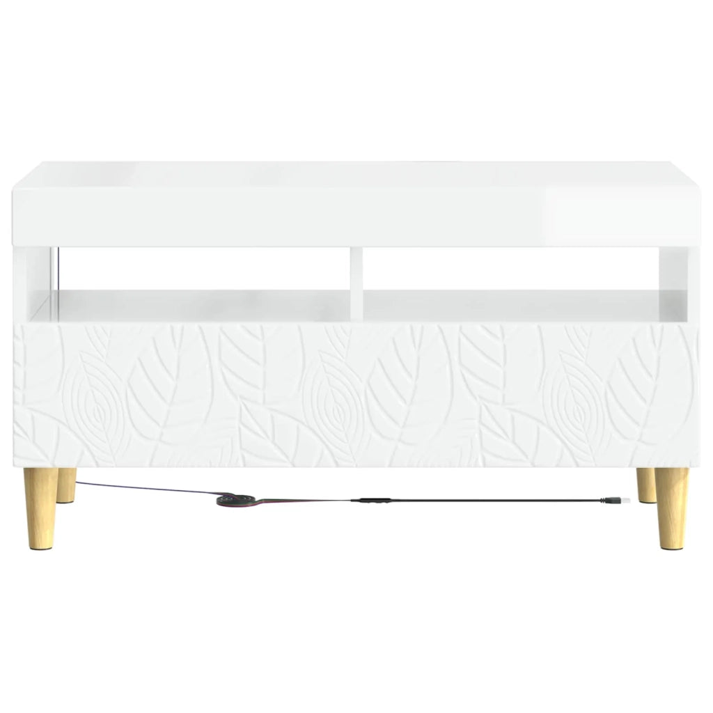 Mobile TV LED Bianco Lucido Legno ingegnerizzato 897219